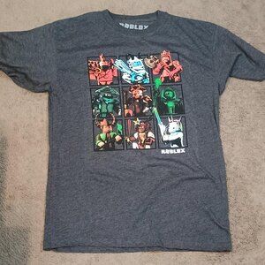 Roblox T Shirt Kids XL 14/16 Grey Bingo Graphic Character Grid Gamer Streetwear